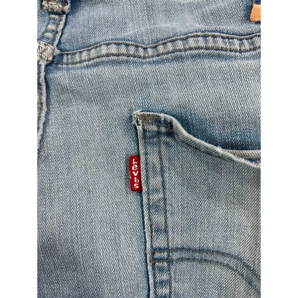 Levis 511 Slim Fit Jeans Mens 36x32 Light Wash Distressed Ripped Denim Blue